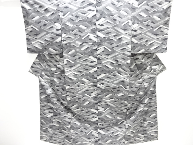 JAPANESE KIMONO / SILK / DORO OSHIMA TSUMUGI / WOVEN ABSTRACT PATTERN